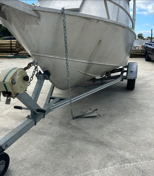 Boat trailer at the Auto Electricks workshop